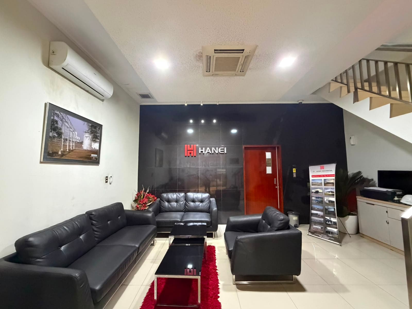 Modern lobby and reception area of the head office