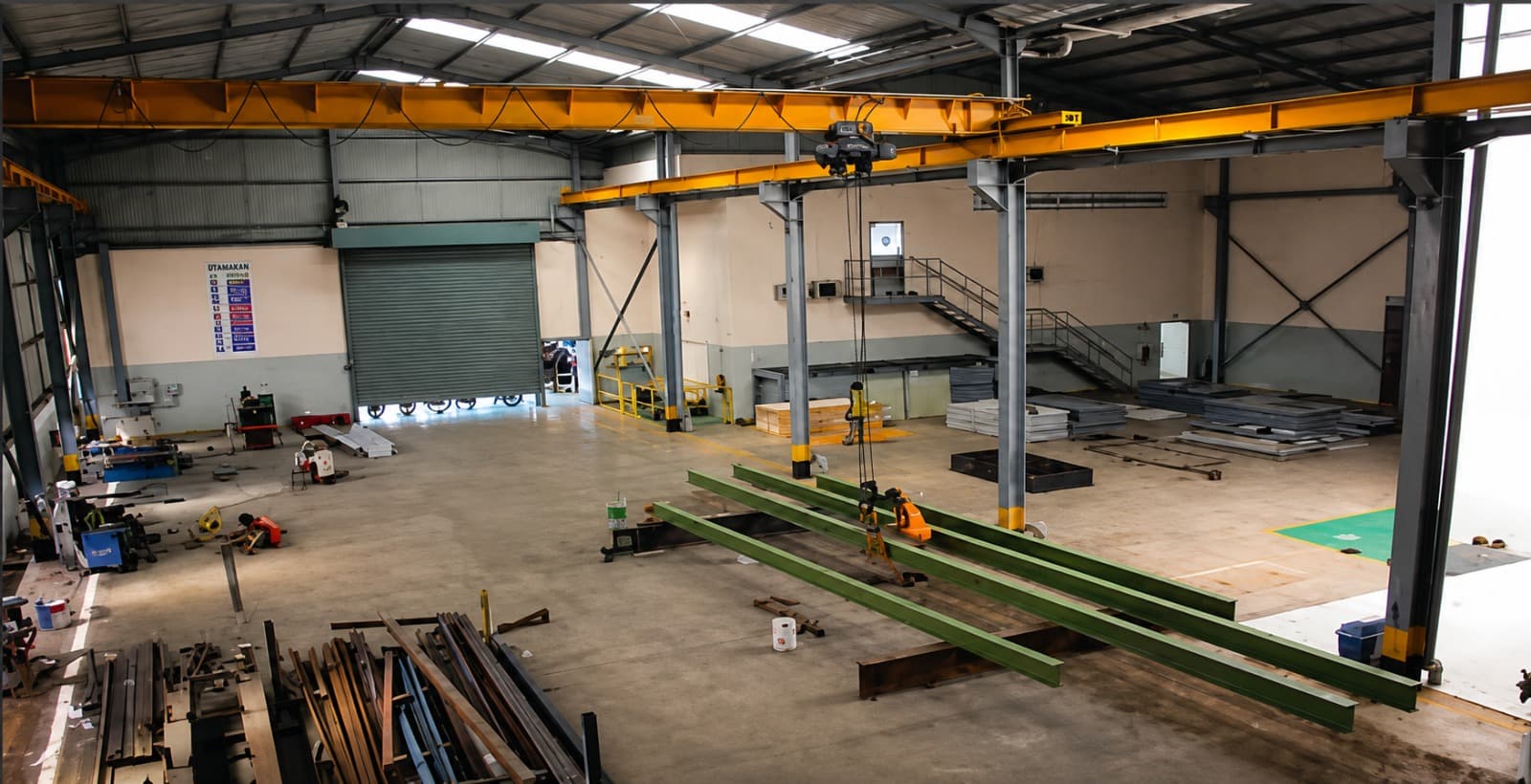 Industrial workshop area for fabrication and assembly